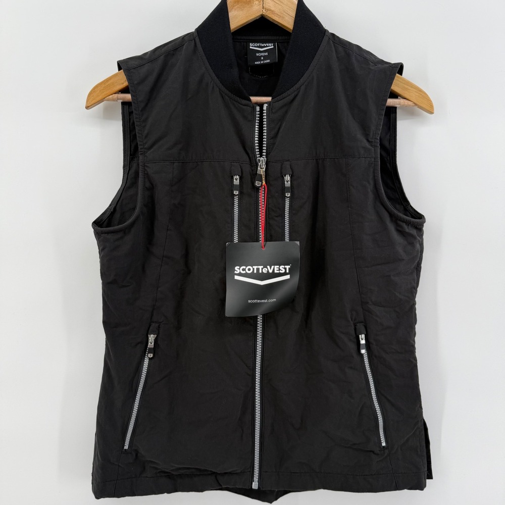 SCOTTeVEST Womens 101 Vest Black Multi-Pocket Travel Utility Vest Size Small